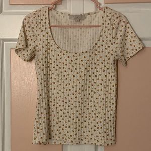 LOFT fitted white top, size Medium